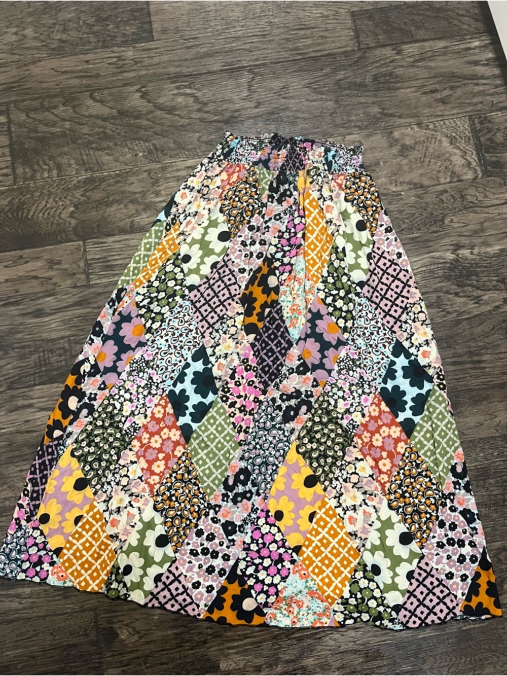 NATURAL LIFE Patchwork Floral Diamond Maxi Skirt - Multicolor